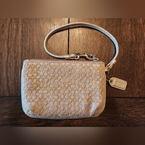 Coach Metallic Champagne Signature Wristlet 6x4
